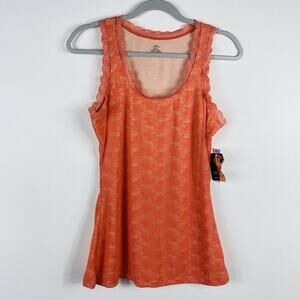 Modern Movement Tank Top Medium Orange Lace Scoop Neck Sleeveless